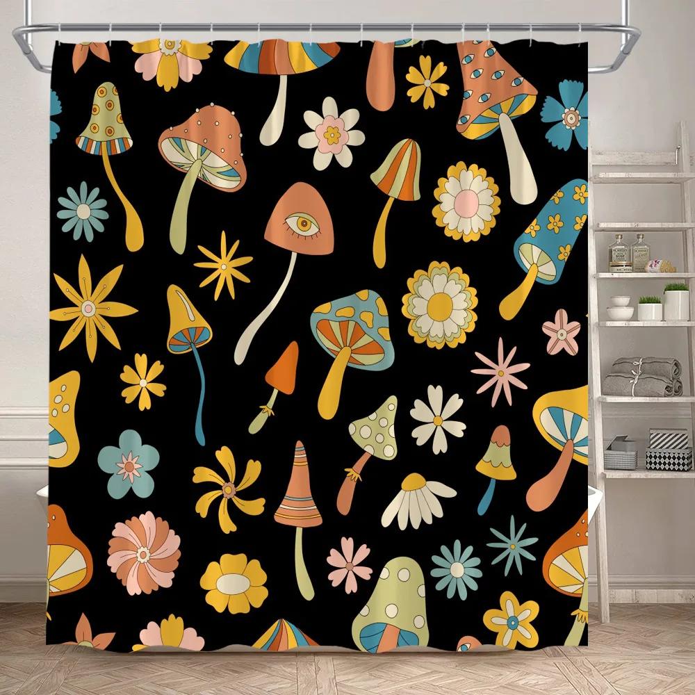 Cartoon Animals Shower Curtains Cute Fox Lion Deer Rabbit Autumn Floral Plant Kids Bath Curtain Polyester Bathroom Bathtub Dec