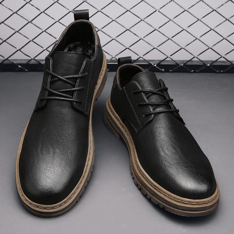 Pantofi Versatili de Modă pentru Bărbați din Piele Naturală cu Șireturi Mocasini Talpă Moale Confortabili Pantofi cu Top Scund Pantofi de Afaceri pentru Bărbați