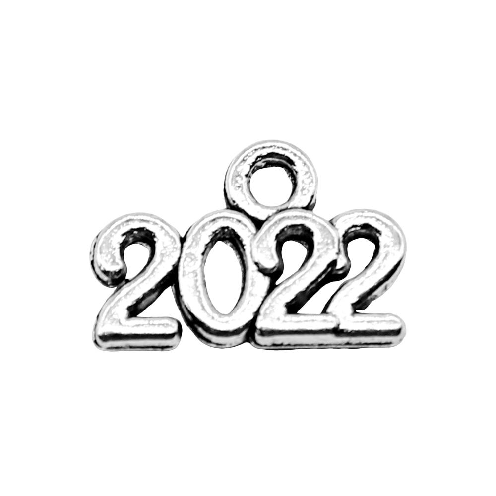 

20шт Номер года 2022 Амулеты Амулеты Античное серебро Цвет Цинковый сплав 9X14mm