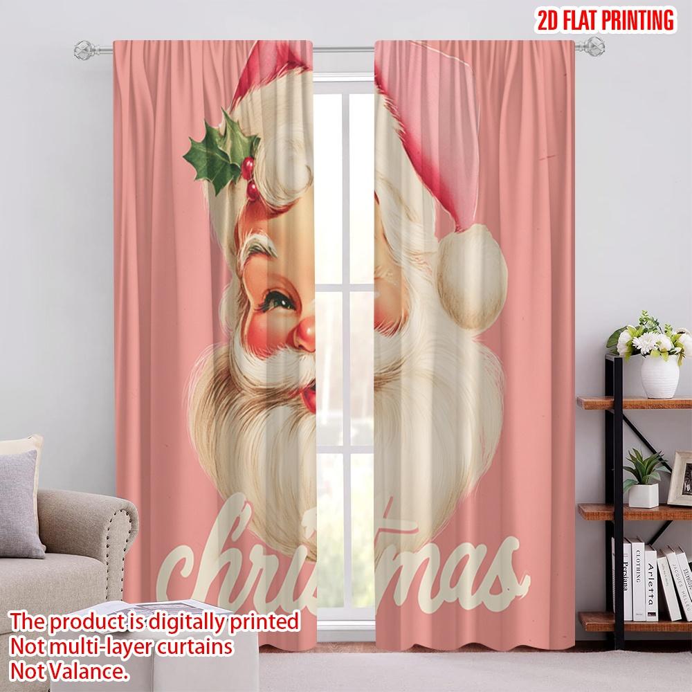 

2pcs,2D plane printing Popular Curtains Pink Santa Versatile 100% Polyester (without rod) Decorations Outdoor Ldeal for Living 52.50 × 116.00 cm 2 pcs