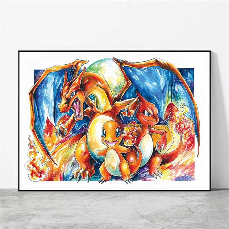 Print on Canvas Pokemon Eeveelution Family Hd Printing Oil Painting with Exquisite Details Home Children's Bedroom Decoration