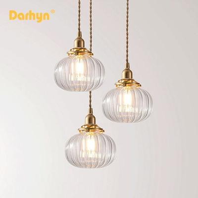 Retro Glas Pendelleuchte Nordische Esszimmer Pendellampe Kreative Minimalistische E27 Transparenter Lampenschirm Bar Restaurant Beleuchtung