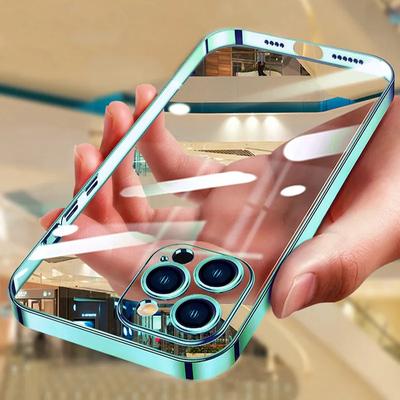 Lyxig Plätering Transparent Fodral För iPhone 15 14 13 12 11 Pro Max Stötsäkert mjukt Silicagel Cover X XR XS 8 7 6 Plus SE Tillbehör