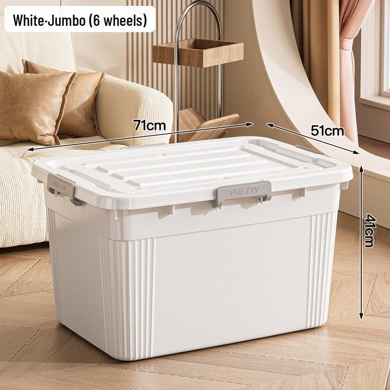 Extra Large Plastic Storage Box with Wheels for Toys, Snacks, Clothes - Thickened Container for Living Room & Bedroom
