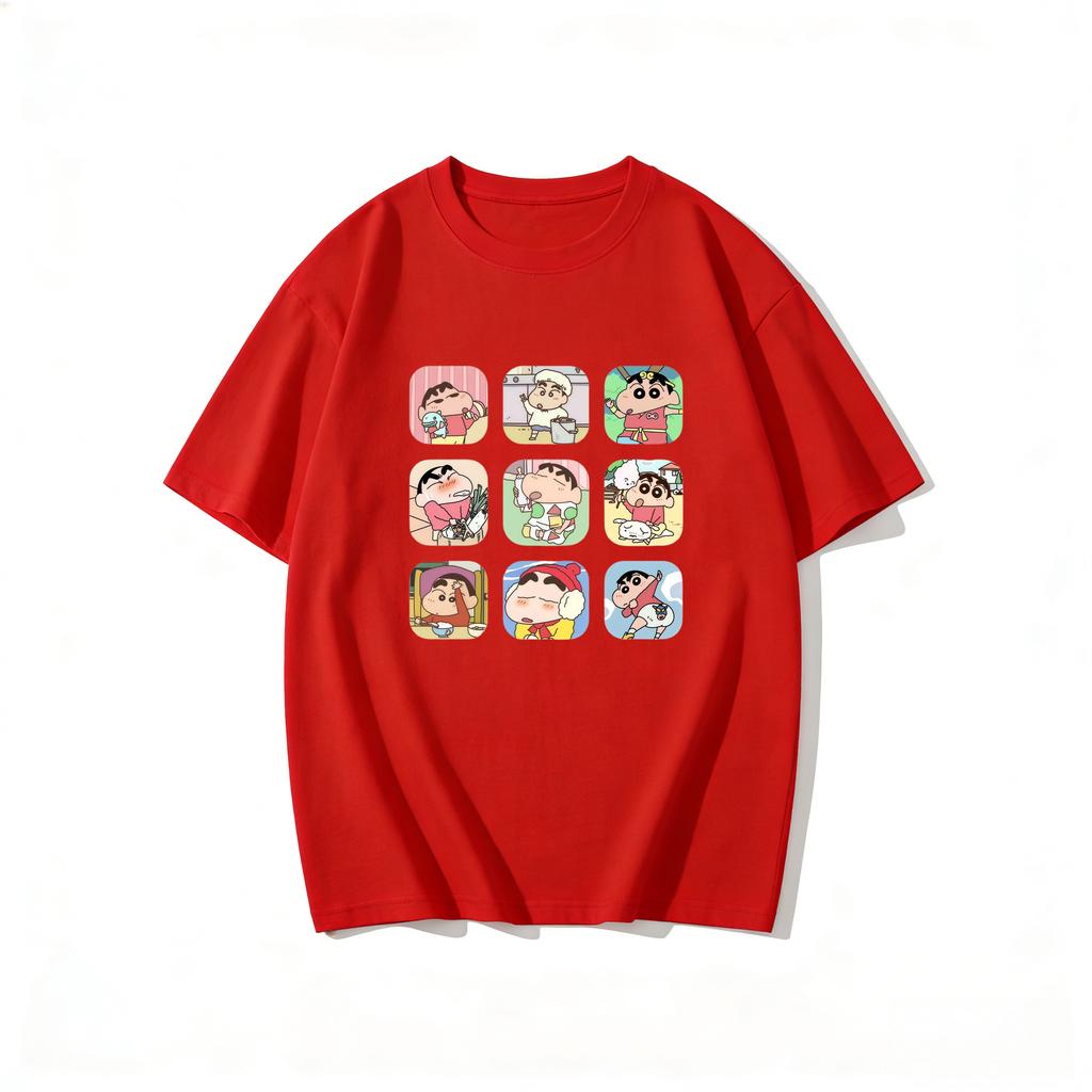 Crayon Shinchan Süßes Cartoon T-Shirt Partnerkleidung Familien-Matching-T-Shirt Sommerlich Lässig Kurzarm Baumwoll-Oberteil Mode Streetwear