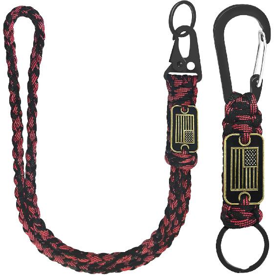 2 Pcs Paracord Keychain Lanyards, Heavy Duty Paracord Lanyard Strap for Men Women, Braided Rope Keychain Lanyard for Keys Water Bottle Whistle