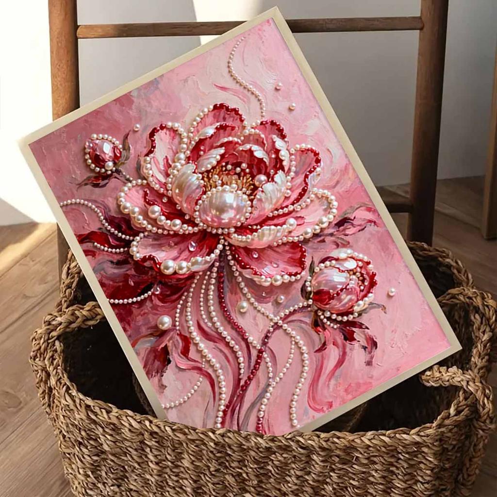 DIY Flower Pearl Art Painting for Home Wall Decor Pearl Gem Paintings Picture Arts Craft  for Adults/Beginners Gift Idea Home Decor Without Frame