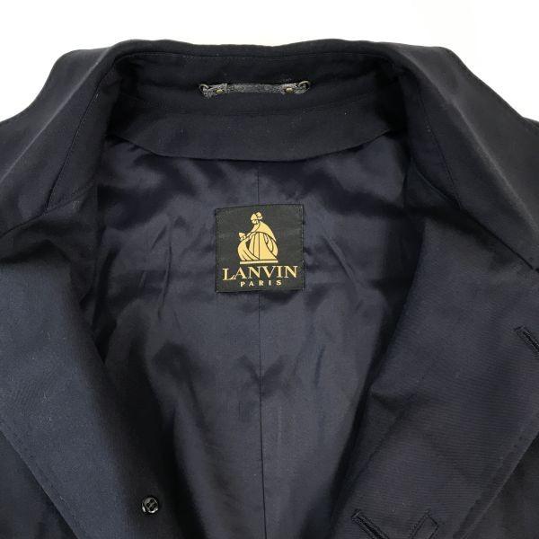 Lanvin Italy Silk Wool Blend Sten Collar Coat R48-45 L-XL Navy(USED)
