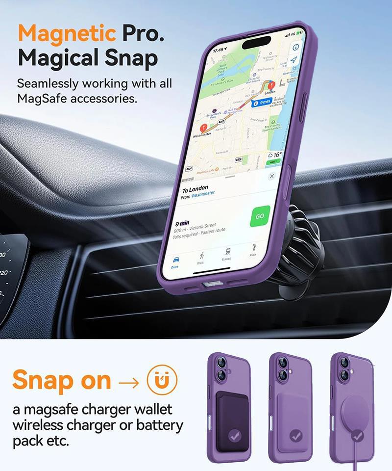 Magnetic Magsafe Armor Shockproof Case For iPhone 16 15 14 13 Pro Max Plus For Wireless Charge Cover Matte Translucent PC