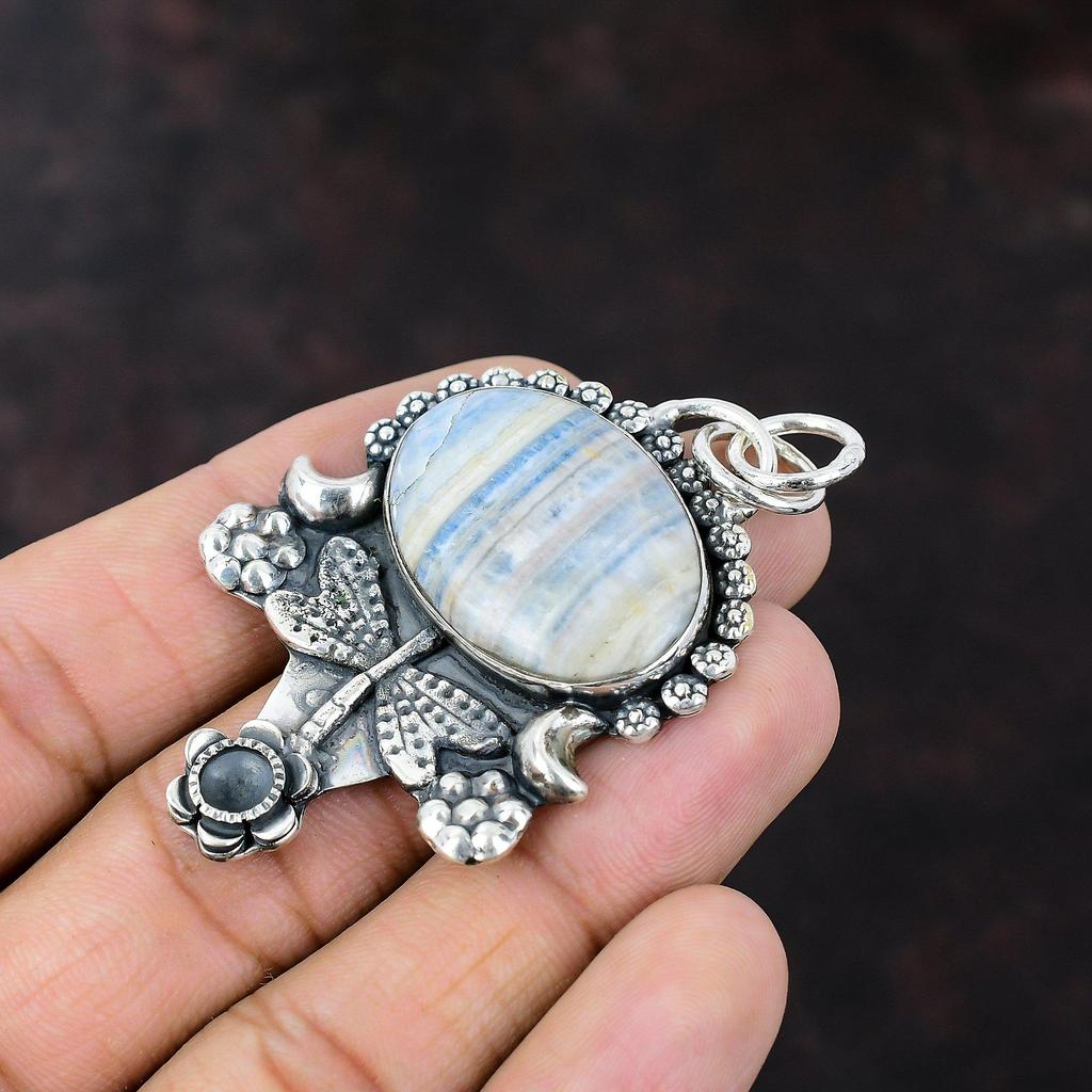 Blue Scheelite Pendant 925 Sterling Silver Pendant Beautiful Gemstone Pendant Handmade Jewelry Gift For Her Silver Jewelry Dragonfly Pendant