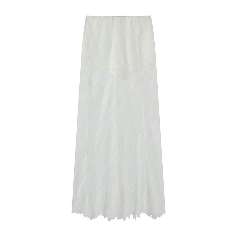 Summer Fall Romantic Socialite Senior Sexy Temperament Waist Hugging Tube Top Top + Lace Pure Desire Skirt Two-piece Set