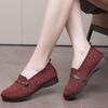 Spring and Summer New One-pedal Flat Shoes Women's Flying Weaving Breathable Middle-aged and Elderly Soft Sole PU Sole