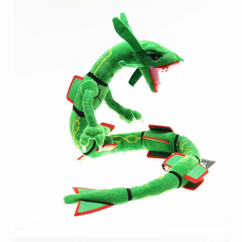 80cm Poseable Rayquaza Plush Doll - Green and Black Sky Dragon with Skeleton
