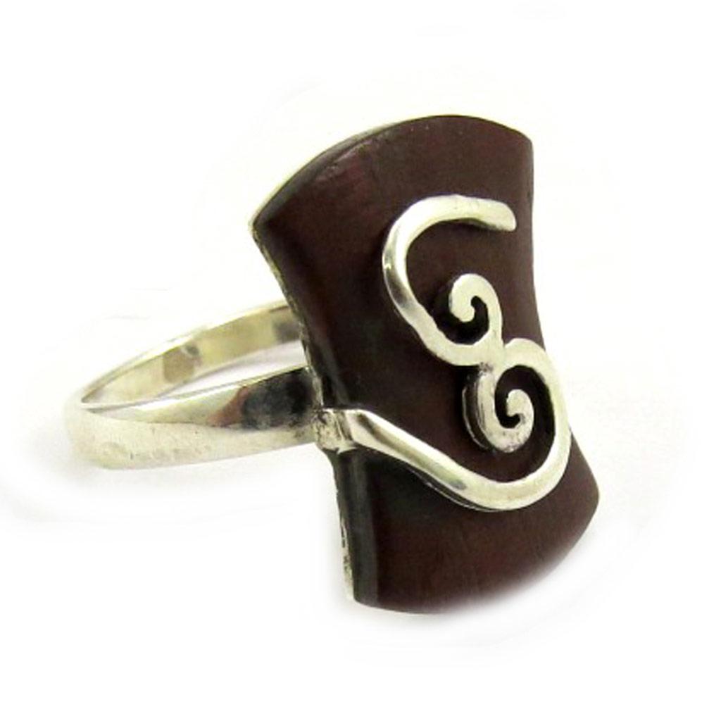 Silver 'Amazonia' Wood Ring