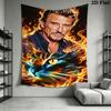Johnny Hallyday Rock Legend Remembered Tapestry Background Cloth Fashion Print Christmas Gift Work Of Art Background Wall Hanging Cloth