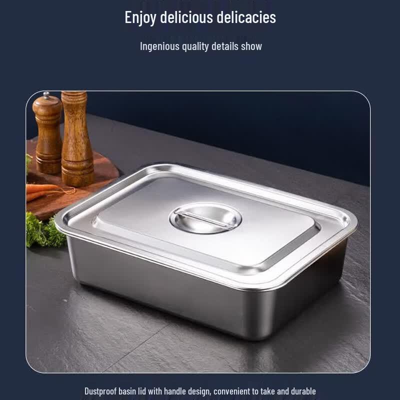 Stainless Steel Rectangular Deep Prep Basin with Lid