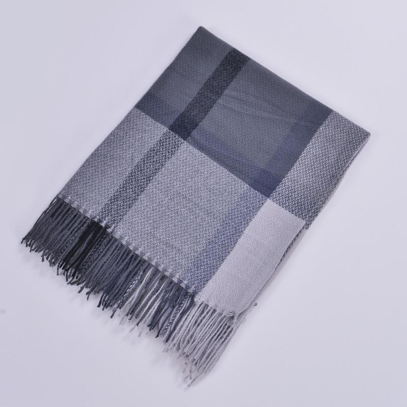 Autumn and Winter Fringed Double-sided Scarf Classic Fashion Color Plaid Warm Scarf Autumn and Winter Cashmere Scarf