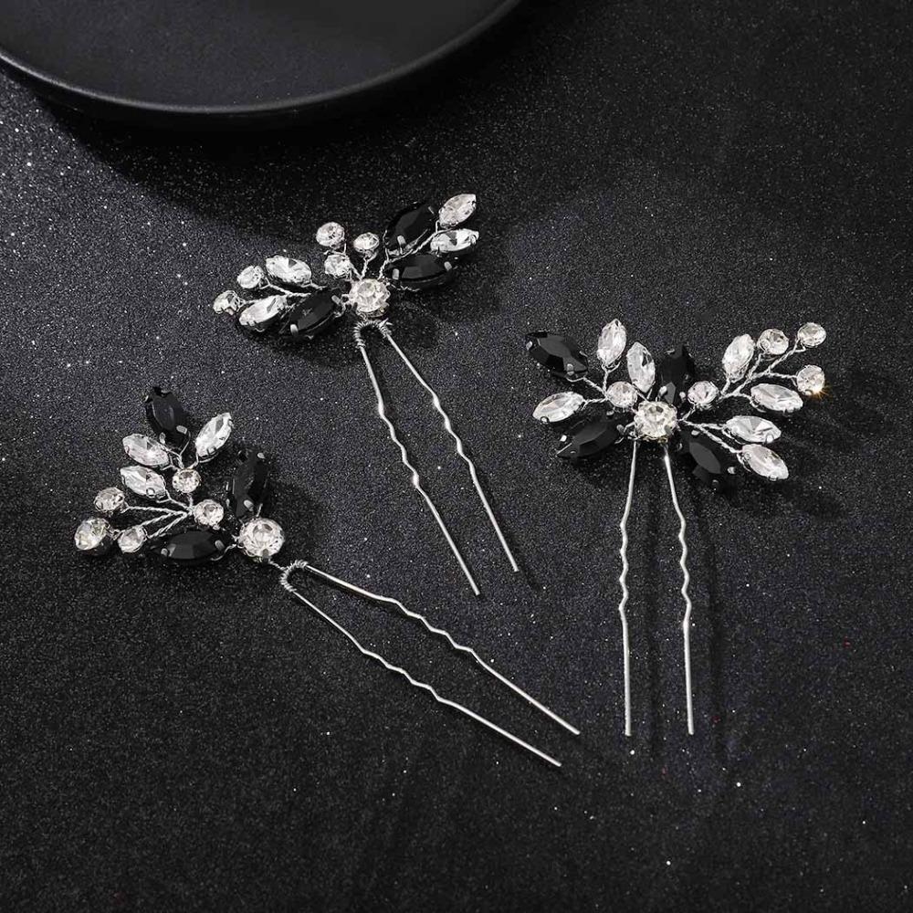 3pcs Handmade Rhinestone Hairpin Sparkling Women Tiara Stylish Bride Hair Accessories Girl
