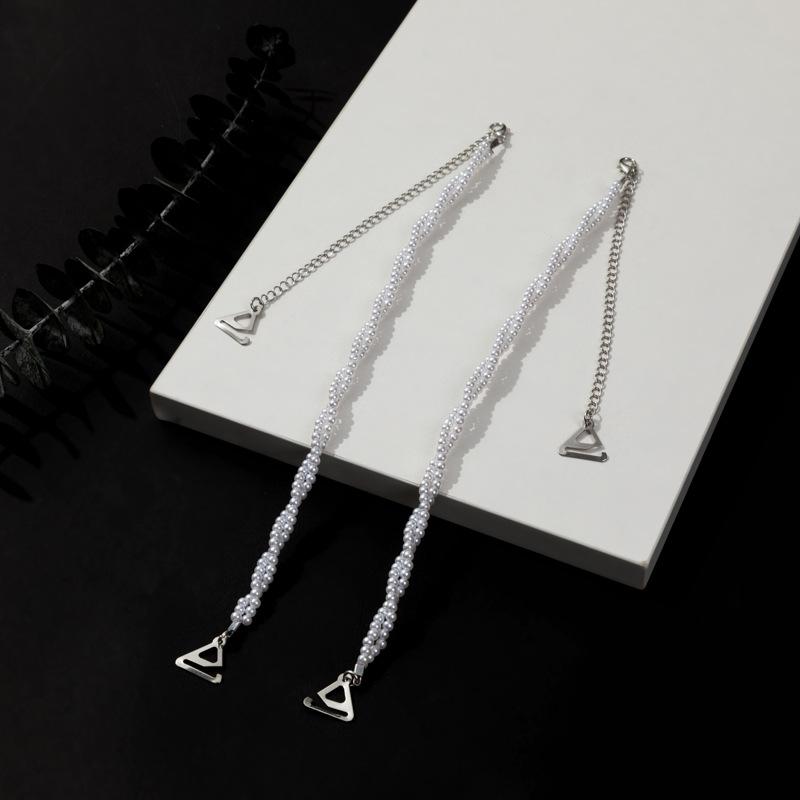 1 Pair Adjustable Bra Straps with Exposed Pearls Elegant Detachable Clear Bra Strap Chains for Women Elegant Lingerie Accessory