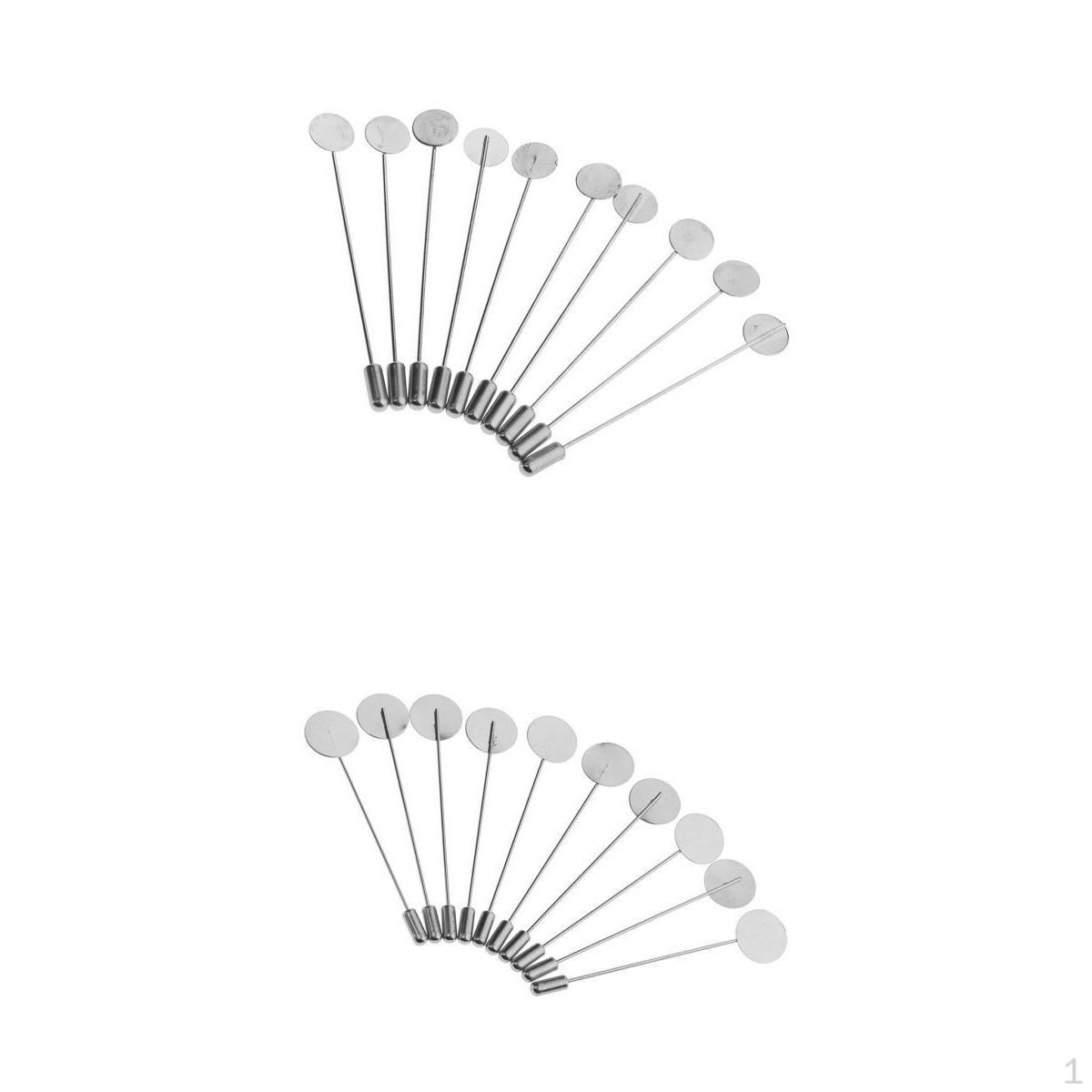 

20 Pieces Silver Bulk lapel pin stick Tie Hat Scarf Badge Brooch With Tray Pad DIY (Base