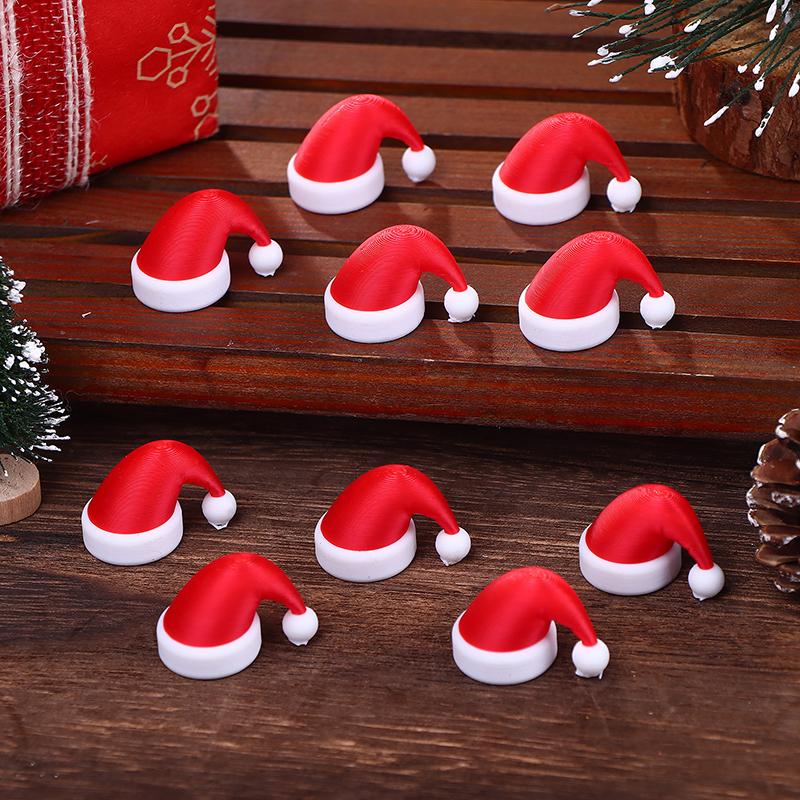10/20Pcs 3D Printed Christmas Santa Hat Wine Bottle Ornaments Home Xmas Decorations Alcohol Bottle Mouth Decorative Caps Gift