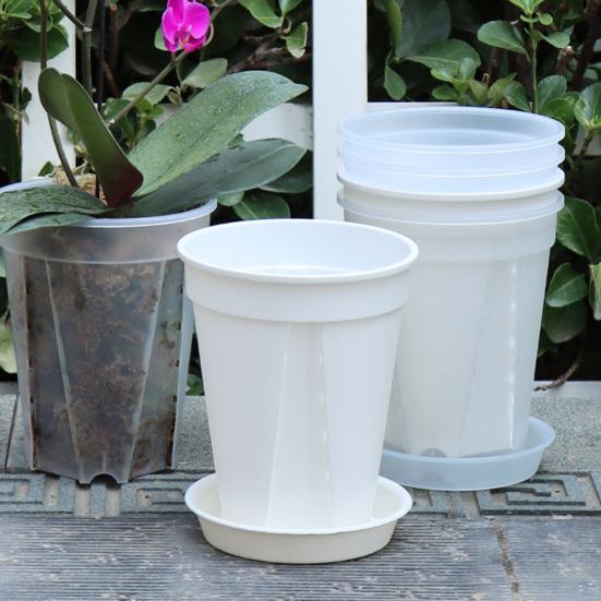 Orchid Pot with Saucer Flowerpot with Side Ventilation And Drainage Holes Rot Prevention Plant Pot for Phalaenopsis Roses Indoor Outdoor Use