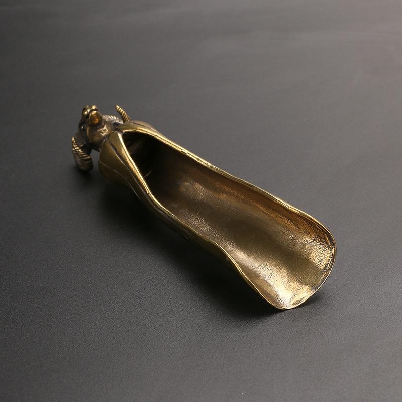 New Tea Scoops Shovel Brass Copper Goat Head Coffee Black Tea Spoon Powder Teaspoon Teaware Tea Ceremony Ice Cream