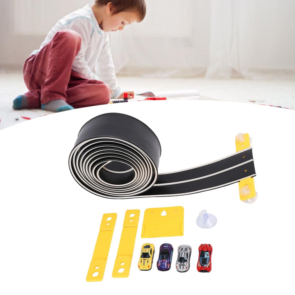 ible Race Car Track Rolls Up Portable   Track Racetrack Toy with 4 Cars for 3 To 10 Years Old Boys