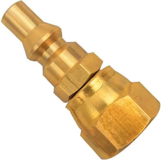 2Pcs Brass RV Propane Quick Connect Fitting 1/4' inch Quick Connect Plug to 3/8' Female for Grill Heater Appliance
