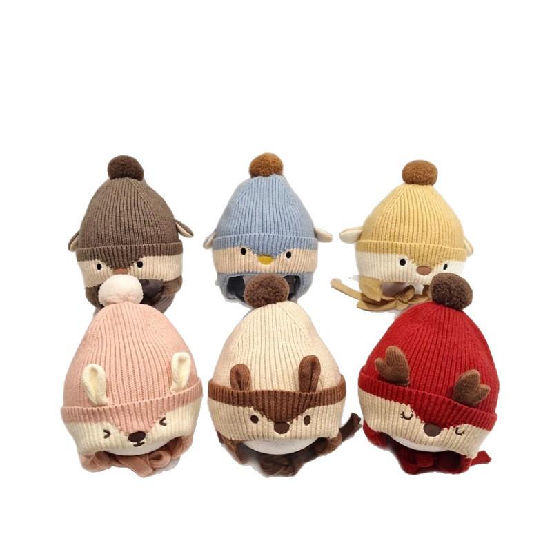 Autumn/Winter Baby Cute Adorable Wool Hat with Ear Protection for Boys & Girls - Thick & Warm Cartoon Design