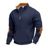 Men's Fleece Lined Color Block Zip Up Stand Collar Sweatshirt.