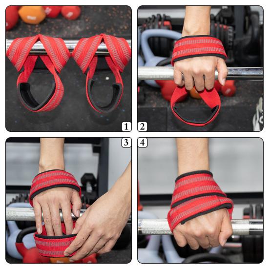 1 Pair Figure 8 Lifting Strap Men Women Anti-Slip Padded Weightlifting Grip Band Bodybuilding Powerlifting Strength Training Gym Deadlifts Wrist Strap