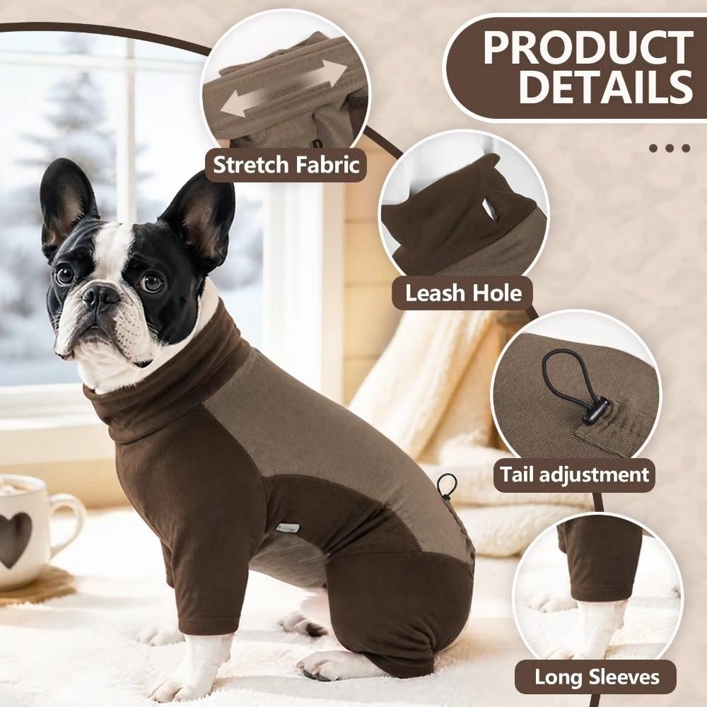 High Stretch Fleece Dog Jumpsuit Soft Warm Dog Warm Pajamas Dog Winter Home Outfit  Sleeping