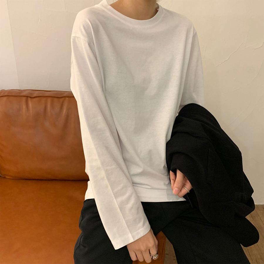 White Base Layer Women's Autumn New Korean Fashion Women's Clothing Trendy Inner Wear Pure Color Long Sleeve T-Shirt Women's Fashion