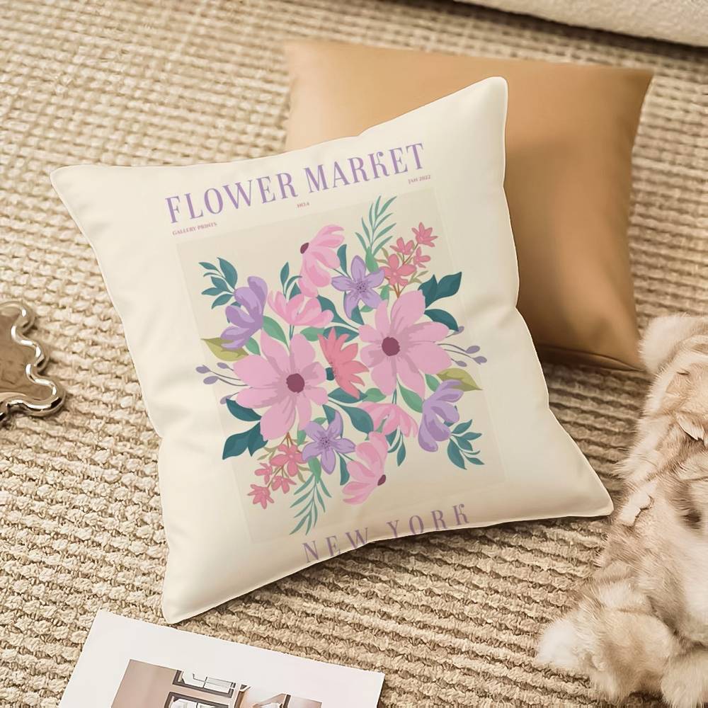 Fl-lower M-market Pillow Case Anti-dustmite Invisible Zipper Sofa Bed