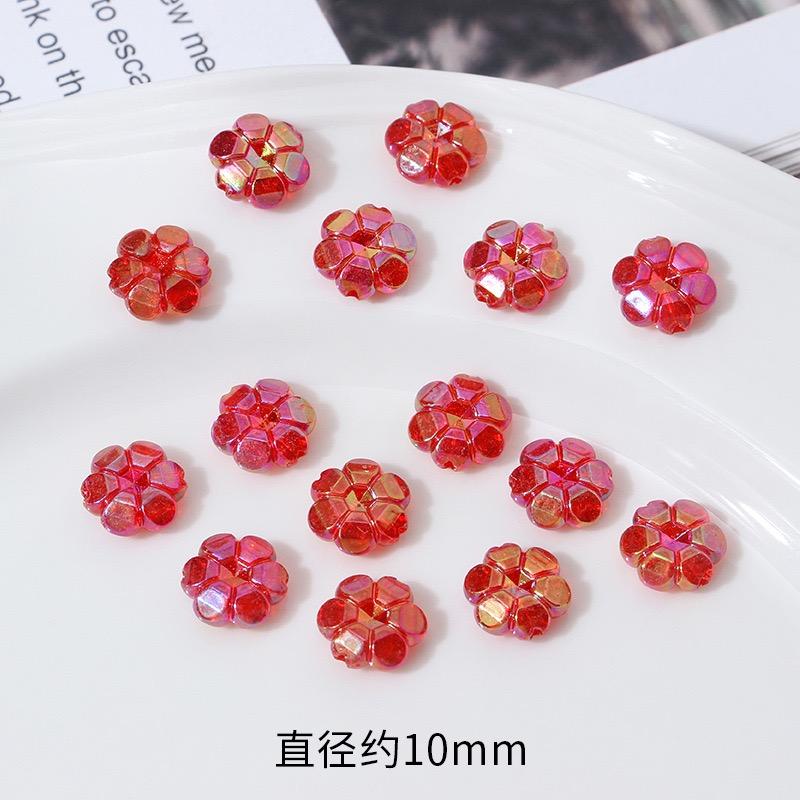 ZW10 50pcs 10mm Plating Color Flower Bright Acrylic Beads Spacer Beads Jewelry Making DIY Bracelet Exquisite Trend Wholesale