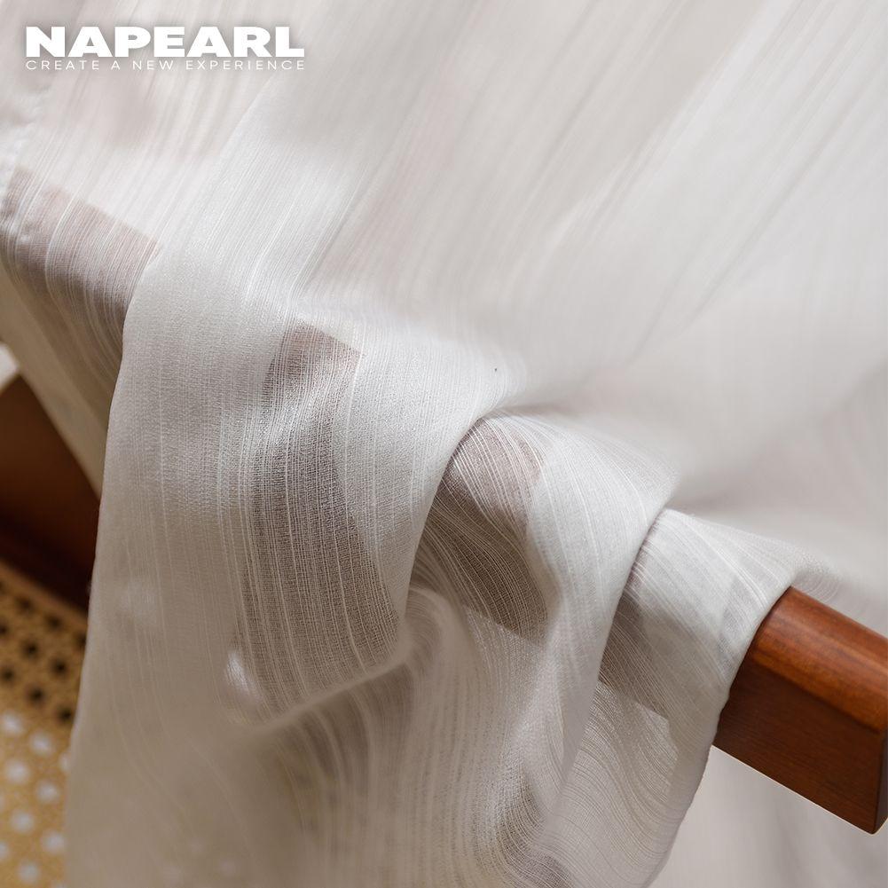 1PC NAPEARL Elegant Solid Color Soft Sheer Tulle Curtain Modern Textured Window Screening for Living Room Bedroom Home Decor