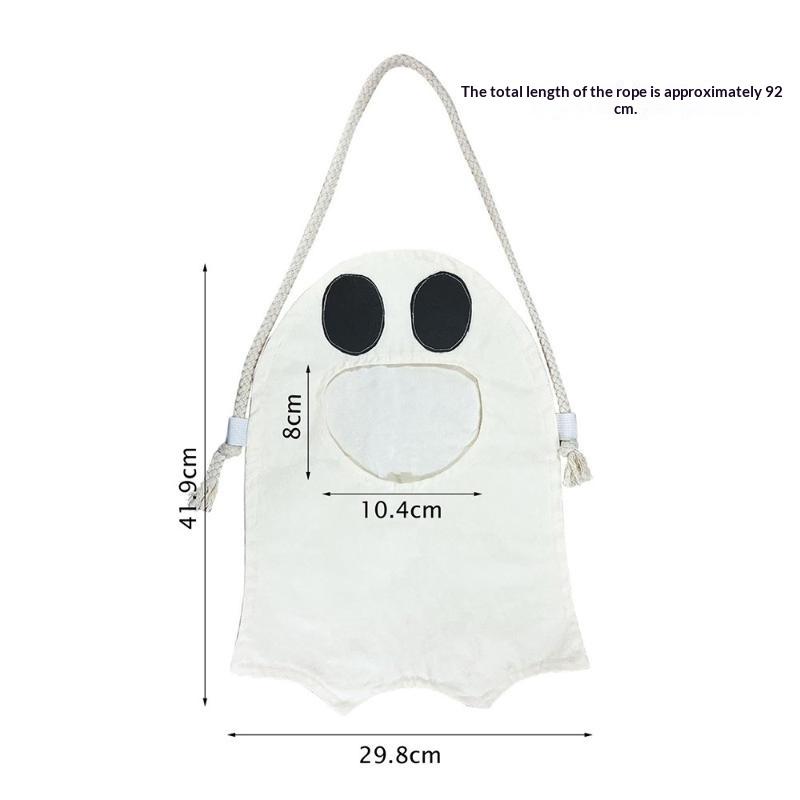 Halloween Ghost Drawstring Candy Bag Cloth Treat Storage Pouch Portable Handheld Gift Bag For Kids Trick Or Treat Party Decor