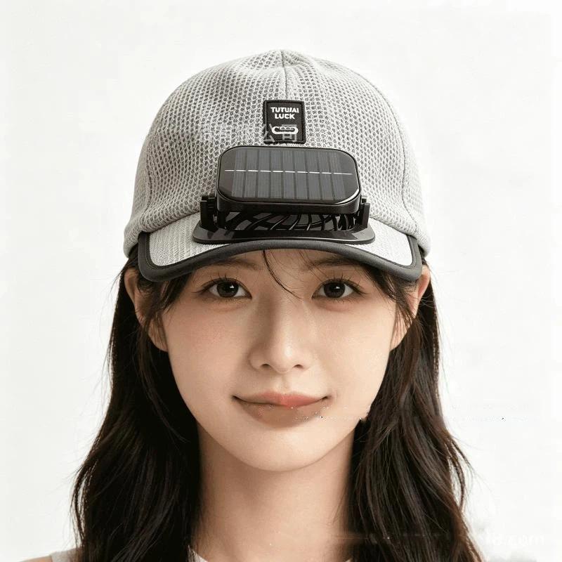 Lightweight Solar Powered Fan Baseball Cap 3 Adjustable Speeds Dual Power Supply For Outdoor Summer Hiking Camping