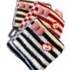 Polyester Warm Winter Scarf Cold Proof Striped Bow Scarf Plush Knitted Neck Scarf  Cold Weather