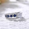 Huitan Special-interest Wedding Rings Women Blue/White Round CZ Novel Designed Female Party Ring Temperament Gift Trendy Jewelry