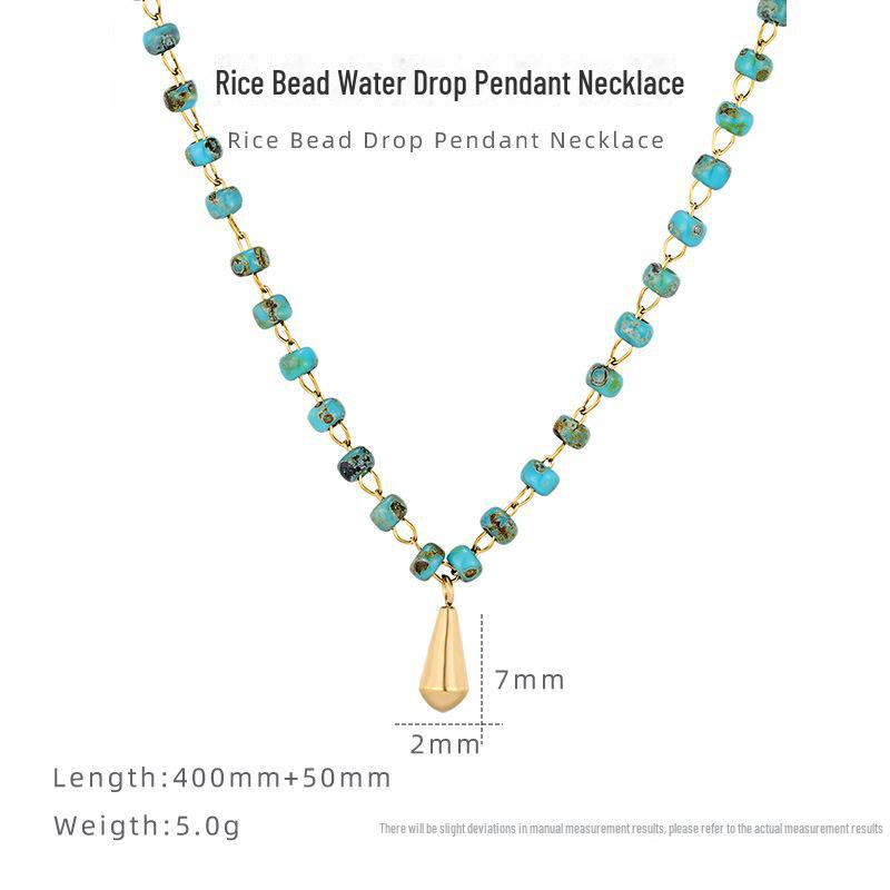 

Легкое роскошное ожерелье из 18-каратного золота с бусинами: Дизайн ключицы в виде капли воды из титановой стали с защитой от выцветания