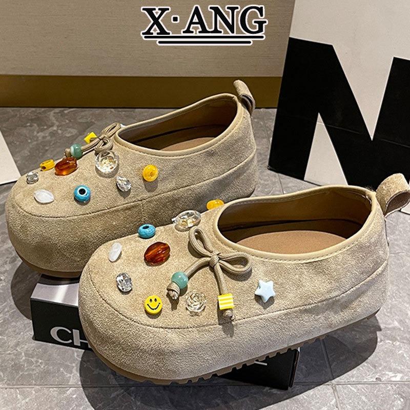 

Версия из коровьей кожи все включено осенние новые туфли-однопедальки на маффиновой толстой подошве с увеличением роста женская обувь 40