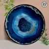 Arte de Parede Redonda em Metal com Ágata Azul Boho 8x8 Polegadas Placa de Alumínio Resistente às Intempéries Detalhes Dourados Decoração Vintage para Casa Boho