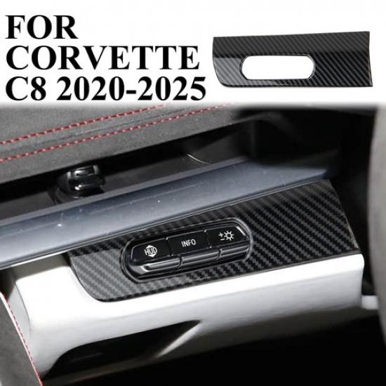 Carbon Fiber Style Heads Up Display Button Panel Trim for Chevrolet Corvette C8