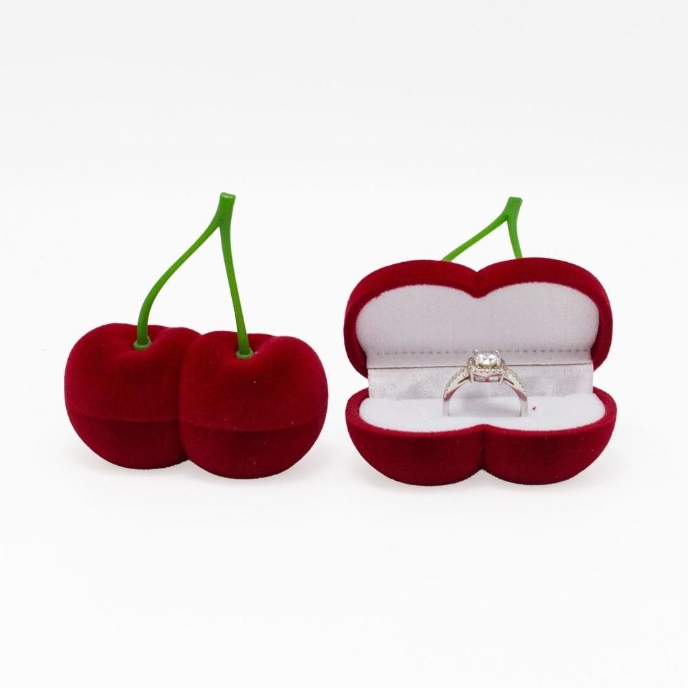 

Cherry Style Ring Box Cherry Shaped Plucked Cherry Earring Storage Box Trendy Elegant Jewelry Display Stand