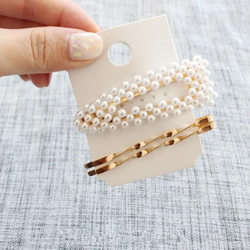 

3 шт. Жемчужные заколки для волос со стразами, Металлическая заколка для волос, Золотая заколка-автомат, Повязка для волос, Шпилька для волос, Головной убор для женщин, Девушек, Модные аксессуары для волос