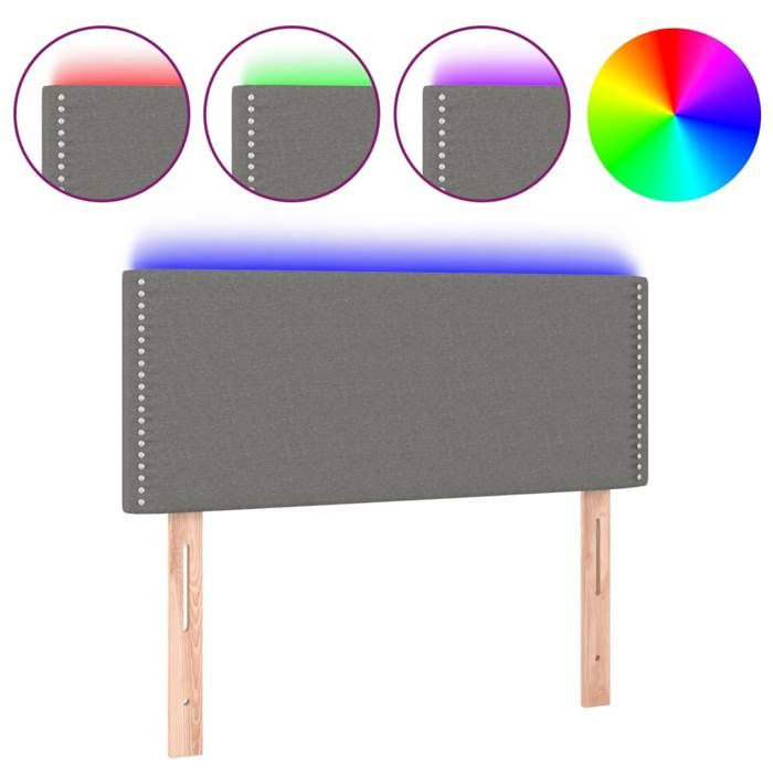 VidaXL Tête de Lit à LED Meuble de Chambre à Coucher Accessoire de Lit Simple Tête de Cadre de Lit Intérieur Gris Foncé 3121455