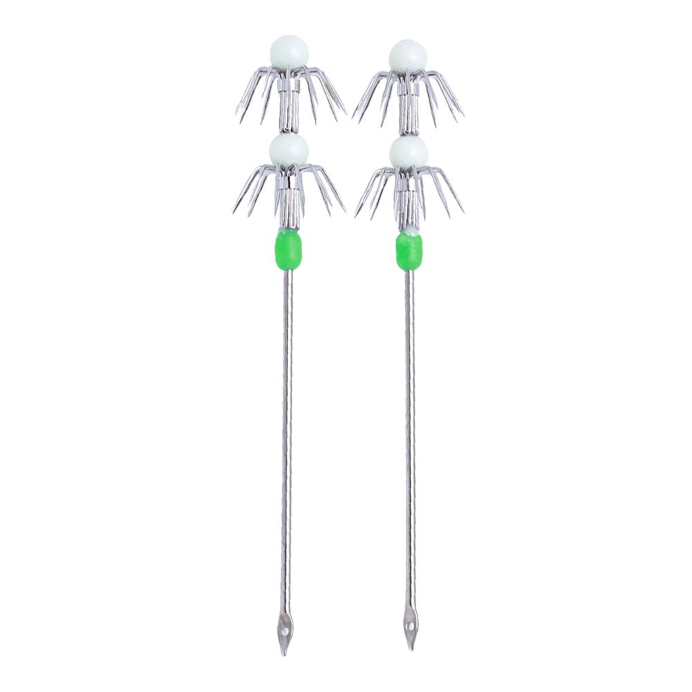 2Pcs Luminous Squid Jig Hooks Double/Single Layer Squid Live Shrimp Hook Stainless Steel Rod Octopus Fishing Hooks