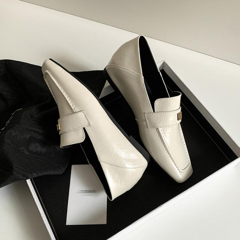 New Women's Fashion Single Shoes, Low Heels, One Pedal, Flat-soled Fashion Cowhide Women's Shoes, Women Wearing Small Leather Shoes In All Seasons